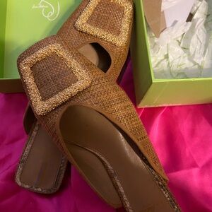 Sam Edelman Brown Mules with Gold Accents